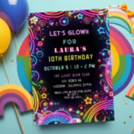 Bright farbenfroher Nebel Glow Party Geburtstag Einladung