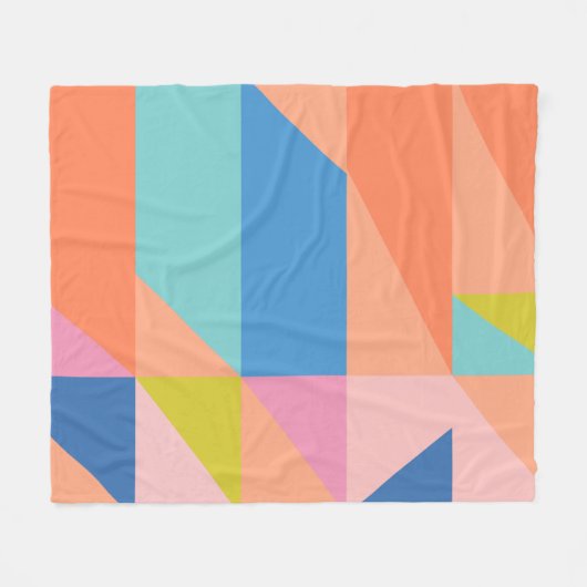 Bright farbige geometrische Formen | Orange und Bl Fleecedecke (Vorderseite (Horizontal))