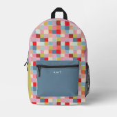 Bright farbige Schachbrett Personalisierter Name Bedruckter Rucksack (Vorderseite)