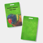 Bright farbiger Leiter von Macaw Parrot auf Green Ausweis (Vorder- & Rückseite)