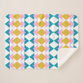 Bright farbiges geometrisches Muster Pink und Blau Sherpadecke (Vorderseite (Horizontal))