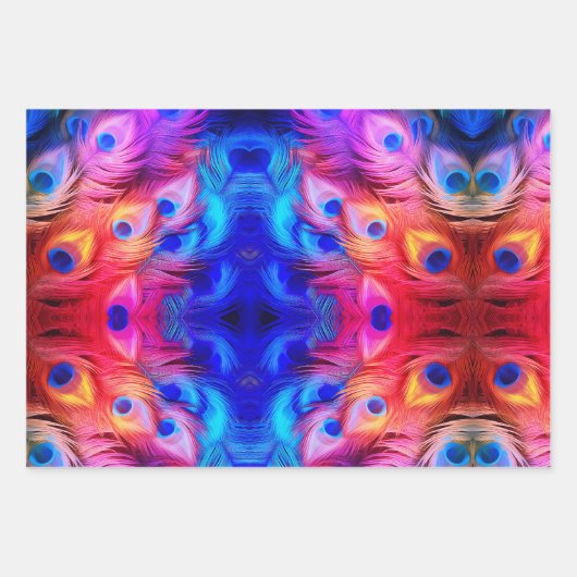 Bright Feather Jewel Tone Geschenkpapier Set (Vorderseite 2)