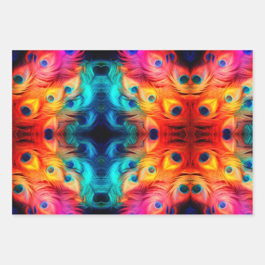 Bright Feather Jewel Tone Geschenkpapier Set (Vorderseite)