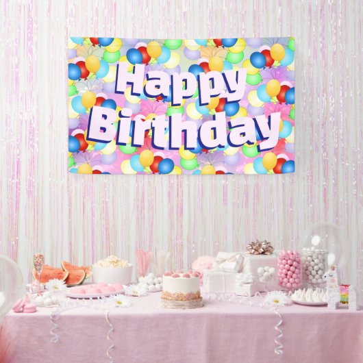 Bright Festival Birthday Balloons Banner (Party)