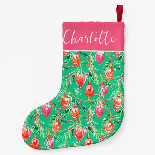 Bright Festive Kitschy Weihnachten | Monogramm Kleiner Weihnachtsstrumpf (Rückseite)