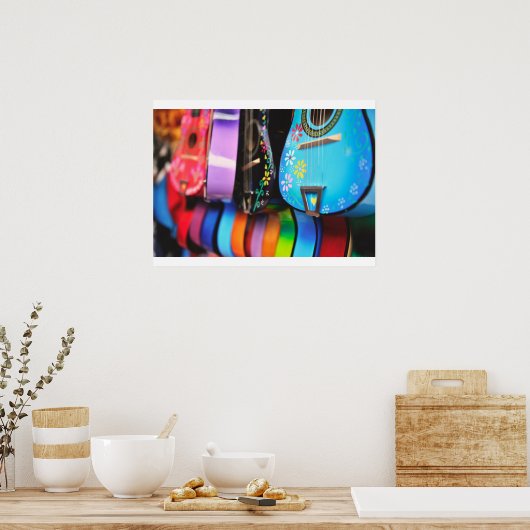 Bright Festive Musical Gitarren Poster (Küche)