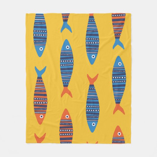 Bright fishes seamless pattern. Seaside hand drawn Fleecedecke (Vorderseite)