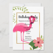 BRIGHT FLAMINGO HIBISKUS WHITE PINK GOLD EINLADUNG (Vorderseite)
