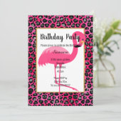 BRIGHT FLAMINGO LEOPARD PINK GOLD EINLADUNG (Stehend Vorderseite)