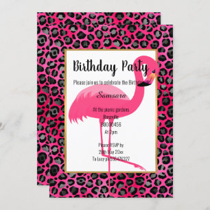 BRIGHT FLAMINGO LEOPARD PINK GOLD EINLADUNG
