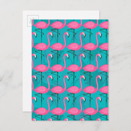 Bright Flamingo Muster 2 Postkarte (Vorne/Hinten)