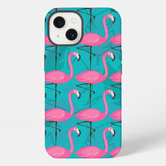 Bright Flamingo Pattern iPhone Hülle (Rückseite)