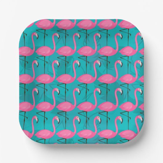 Bright Flamingo Pattern | Zu Beginn 2 hinzufügen Pappteller (Vorderseite)