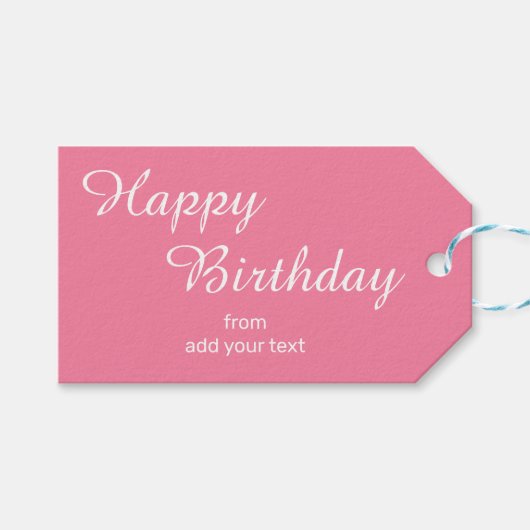Bright Flamingo Pink Geburtstagsgeschenke Tags Geschenkanhänger (Vorderseite (Horizontal))