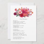 Bright Floral Bachelorette Weekend Itinerary Einladung (Rückseite)