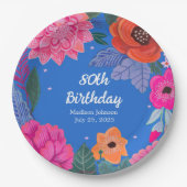 Bright Floral Birthday Party Pappteller (Vorderseite)