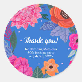 Bright Floral Birthday Party Runder Aufkleber