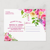 Bright Floral Bold Pink Spring Save the Date Ankündigungspostkarte (Rückseite)