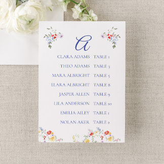 Bright Floral Border Wedding Seating Charts     Tischnummer
