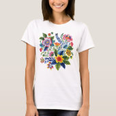 Bright Floral Bouquet Faux Yarn Embroidery  T-Shirt (Vorderseite)