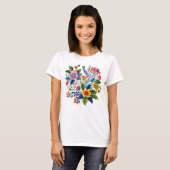 Bright Floral Bouquet Faux Yarn Embroidery  T-Shirt (Vorne ganz)