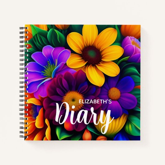 Bright Floral Bouquet Taary Notizblock (Vorderseite)