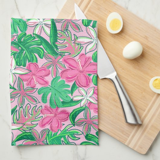 Bright Floral Coastal Geschirrtuch (Viertel Falte)