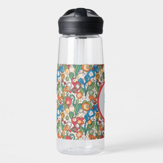 Bright Floral Initial Water Bottle Trinkflasche (Vorne)