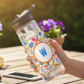 Bright Floral Initial Water Bottle Trinkflasche