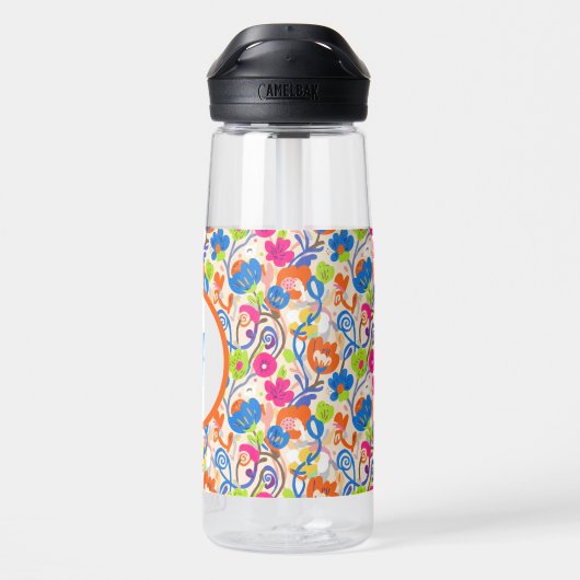 Bright Floral Initial Water Bottle Trinkflasche (Rückseite)
