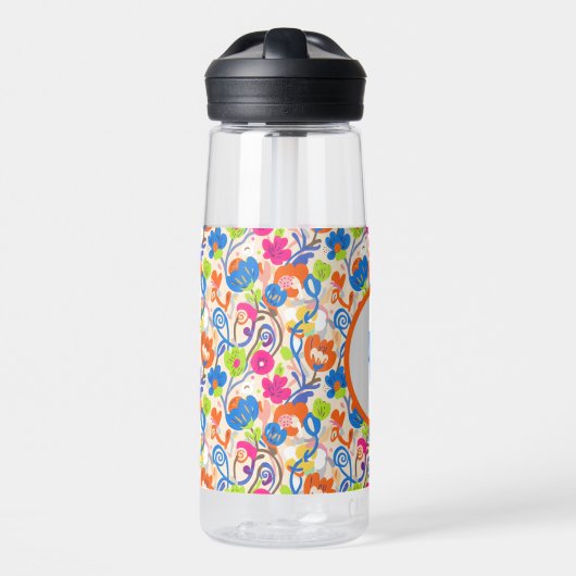 Bright Floral Initial Water Bottle Trinkflasche (Vorne)