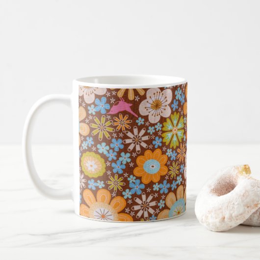 Bright Floral Kaffeetasse (Mit Donut)