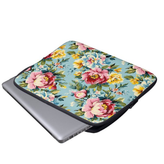 Bright Floral Laptopschutzhülle (Vorne Knopf)