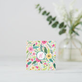 Bright Floral Monogram Begleitkarte (Stehend Vorderseite)