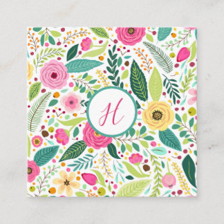 Bright Floral Monogram Begleitkarte
