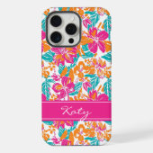 Bright Floral Pattern Phone Case (Name) iPhone Hülle (Rückseite)