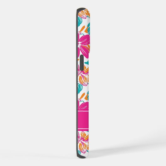 Bright Floral Pattern Phone Case (Name) iPhone Hülle (Rechte Seite)