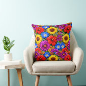 Bright Floral Pattern Sunflower, Poppy & Daisies Kissen (Stuhl )