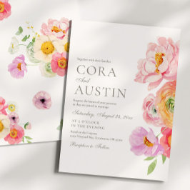 Bright Floral Photo Wedding Invitation Einladung