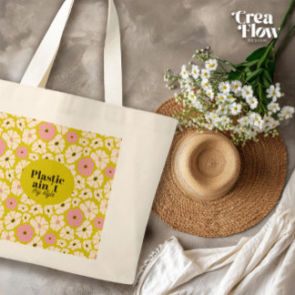 Bright floral_Plastic ist nicht mein Stil Jumbo Stoffbeutel
