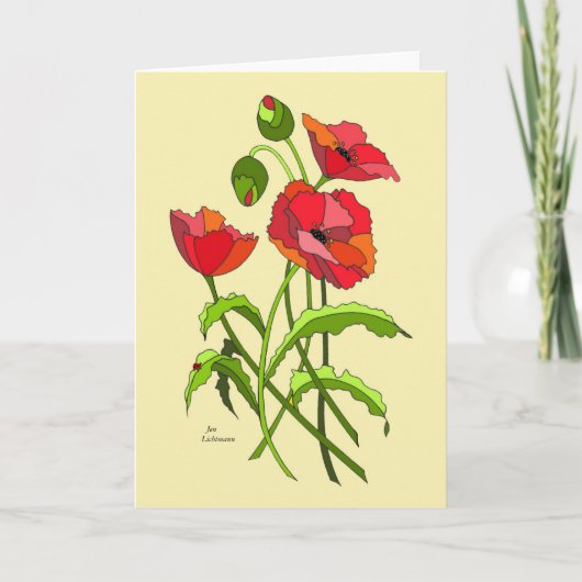Bright Floral Poppies Karte (Vorderseite)