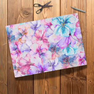 Bright Floral Watercolor Flowers Decoupage Seidenpapier