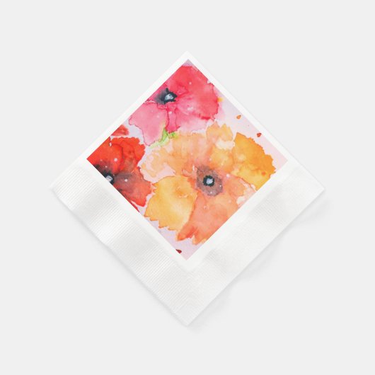 Bright Floral Watercolor Napkin Serviette (Ecke)
