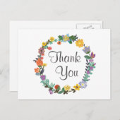 Bright Floral Wreath Spring Wedding Danke Postkarte (Vorne/Hinten)
