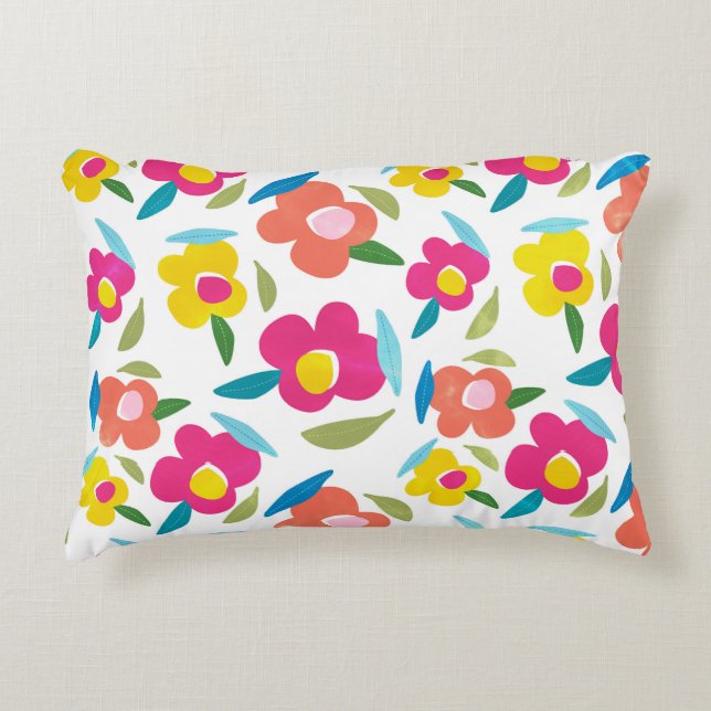 Bright Florals auf Weiß Dekokissen (Vorderseite)