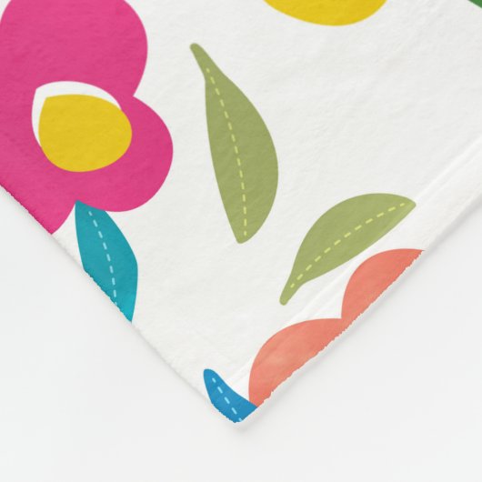 Bright Florals auf Weiß Fleecedecke (Ecke)