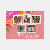 Bright Florals Liebe You Oma FotoCollage Fleecedecke (Vorderseite (Horizontal))
