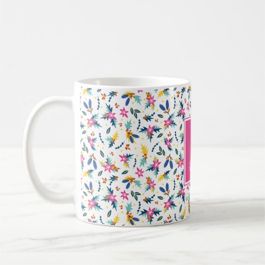 Bright Florals Personalisierte Mug Kaffeetasse (Links)