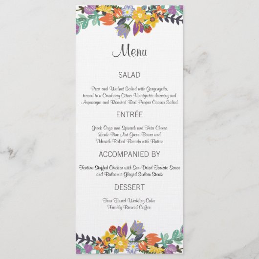Bright Florals Spring Wedding Menu Card Menükarte (Vorderseite)