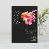 Bright Florals Watercolor Monogram Wedding Einladung (Stehend Vorderseite)